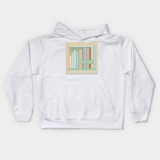 Circuit Board Blips graphic design in tan terra cotta blue green Kids Hoodie